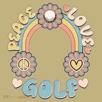 Vintage Retro 60s Peace Love Golf T-Shirt
