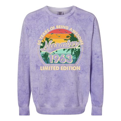 Vintage Retro 60 Years Of Being Awesome November 1963 Birthday Colorblast Crewneck Sweatshirt