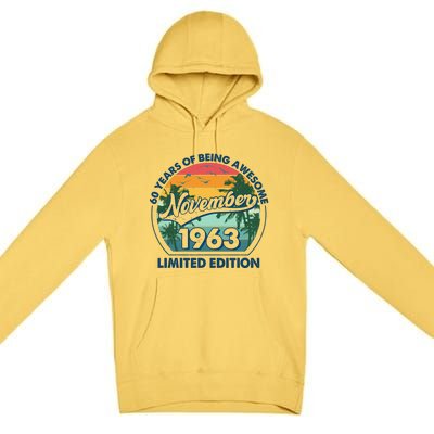 Vintage Retro 60 Years Of Being Awesome November 1963 Birthday Premium Pullover Hoodie