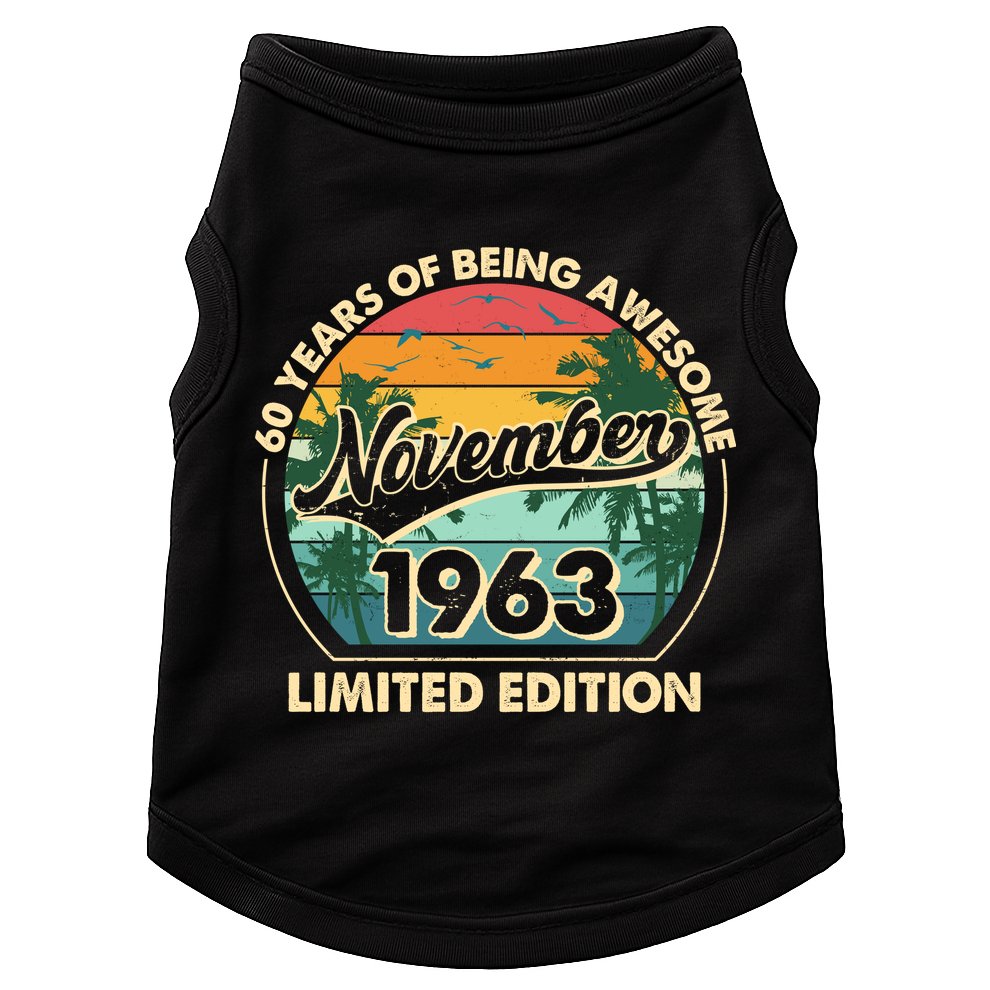 Vintage Retro 60 Years Of Being Awesome November 1963 Birthday Doggie Tank