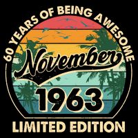 Vintage Retro 60 Years Of Being Awesome November 1963 Birthday Apron