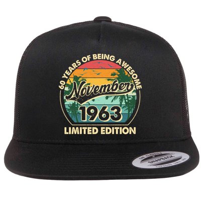 Vintage Retro 60 Years Of Being Awesome November 1963 Birthday Flatbill Hat