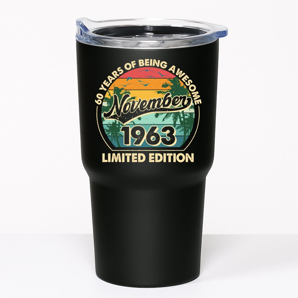 Vintage Retro 60 Years Of Being Awesome November 1963 Birthday Tumbler