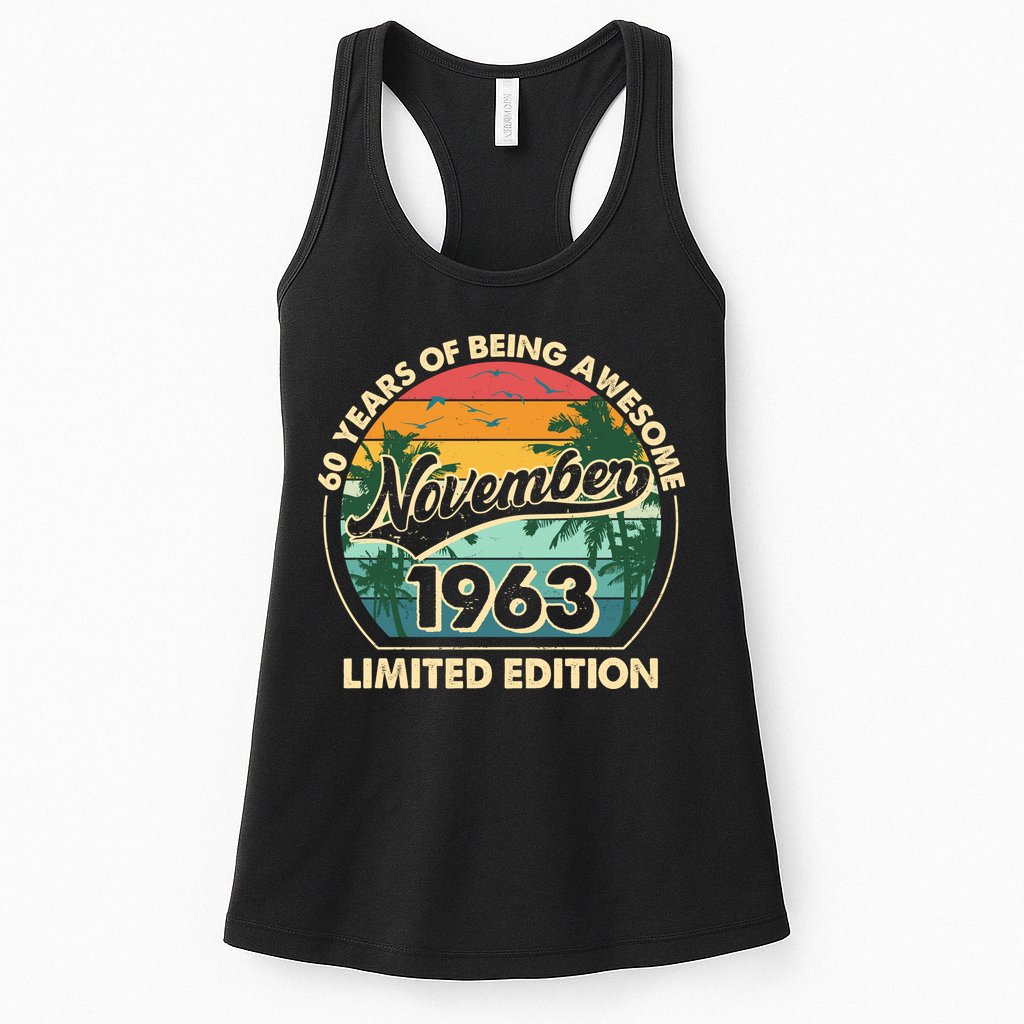 Vintage Retro 60 Years Of Being Awesome November 1963 Birthday Womens Tank Top