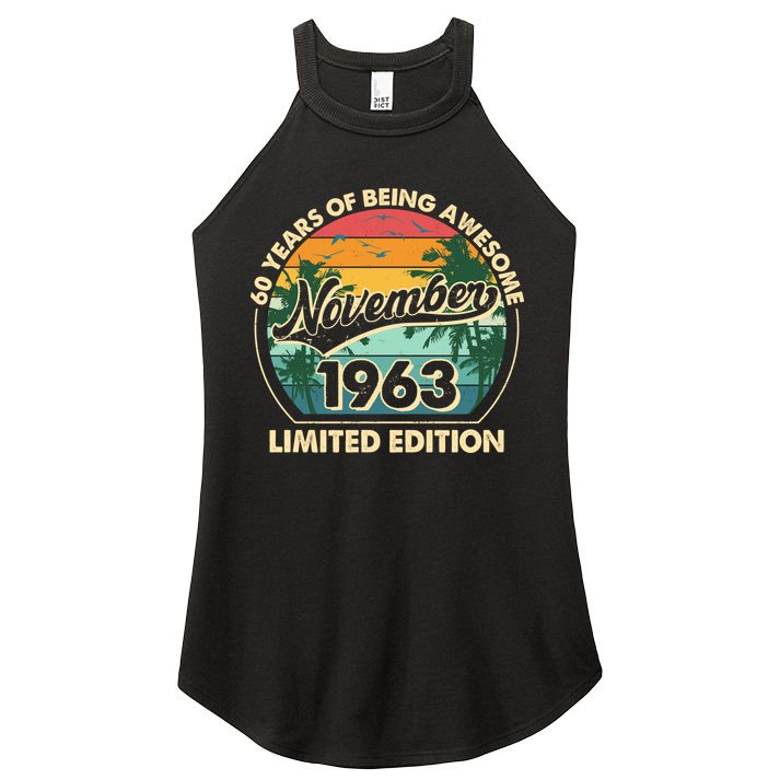 Vintage Retro 60 Years Of Being Awesome November 1963 Birthday Women's Perfect Tri Rocker Tank
