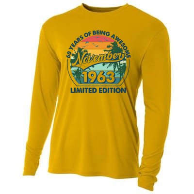 Vintage Retro 60 Years Of Being Awesome November 1963 Birthday Cooling Performance Long Sleeve Crew