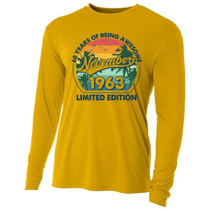 Vintage Retro 60 Years Of Being Awesome November 1963 Birthday Cooling Performance Long Sleeve Crew