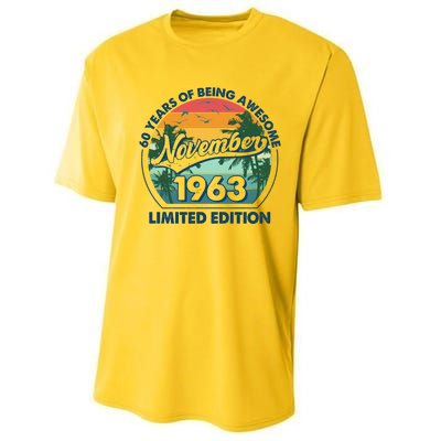 Vintage Retro 60 Years Of Being Awesome November 1963 Birthday Performance Sprint T-Shirt