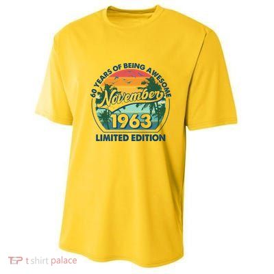 Vintage Retro 60 Years Of Being Awesome November 1963 Birthday Youth Performance Sprint T-Shirt