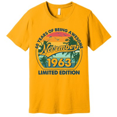 Vintage Retro 60 Years Of Being Awesome November 1963 Birthday Premium T-Shirt
