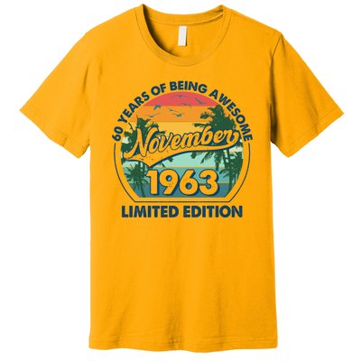 Vintage Retro 60 Years Of Being Awesome November 1963 Birthday Premium T-Shirt