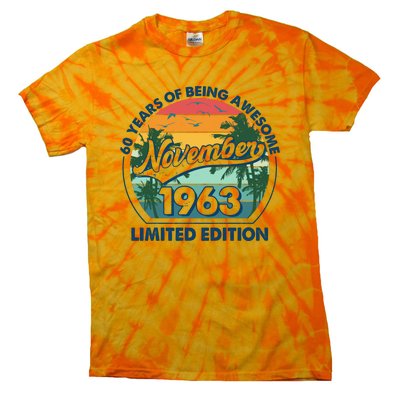 Vintage Retro 60 Years Of Being Awesome November 1963 Birthday Tie-Dye T-Shirt