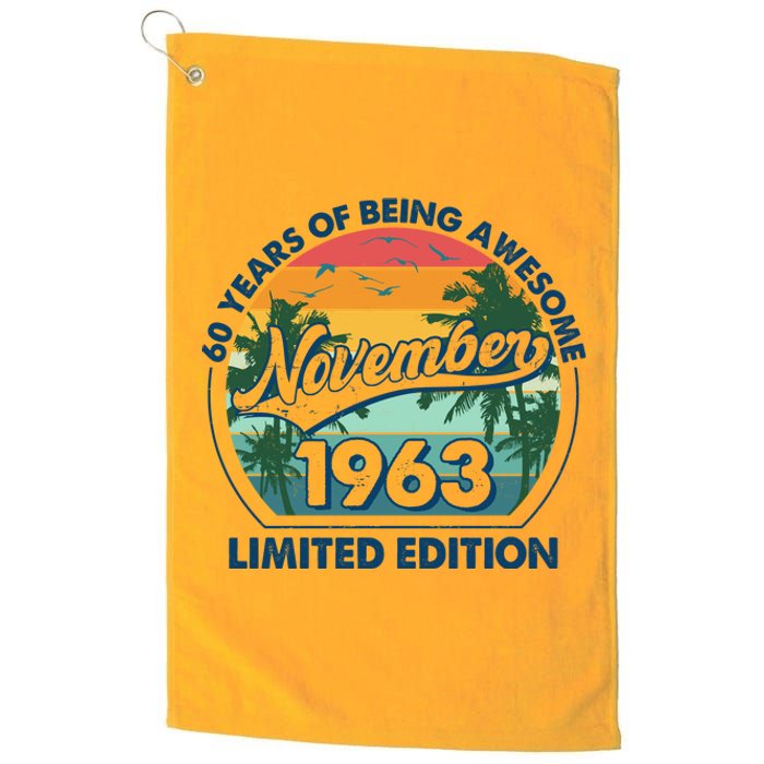 Vintage Retro 60 Years Of Being Awesome November 1963 Birthday Platinum Collection Golf Towel