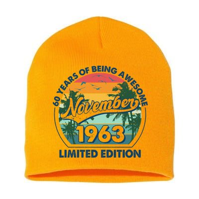 Vintage Retro 60 Years Of Being Awesome November 1963 Birthday Short Acrylic Beanie