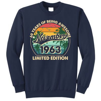 Vintage Retro 60 Years Of Being Awesome November 1963 Birthday Sweatshirt