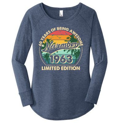 Vintage Retro 60 Years Of Being Awesome November 1963 Birthday Women's Perfect Tri Tunic Long Sleeve Shirt