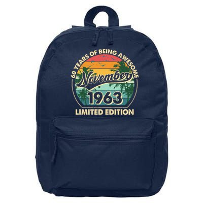 Vintage Retro 60 Years Of Being Awesome November 1963 Birthday 16 in Basic Backpack