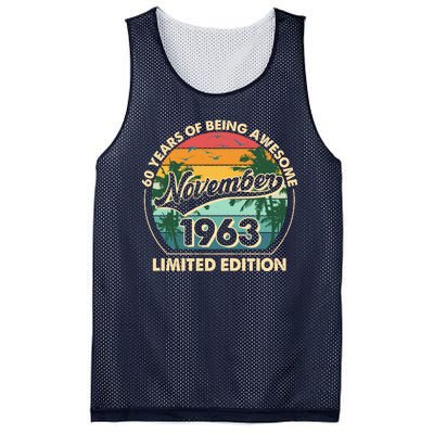 Vintage Retro 60 Years Of Being Awesome November 1963 Birthday Mesh Reversible Basketball Jersey Tank