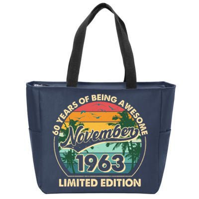 Vintage Retro 60 Years Of Being Awesome November 1963 Birthday Zip Tote Bag