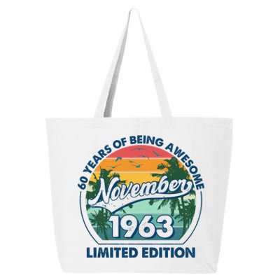 Vintage Retro 60 Years Of Being Awesome November 1963 Birthday 25L Jumbo Tote