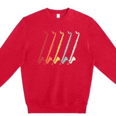 Vintage Retro 70s Bass Clarinet For Clarinet Players Premium Crewneck Sweatshirt