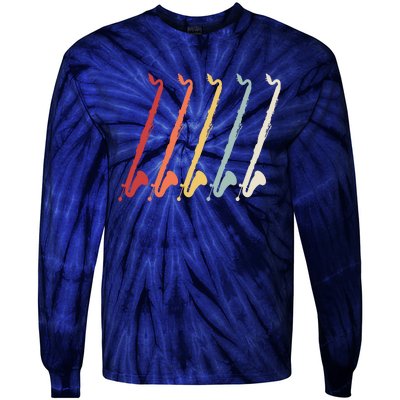 Vintage Retro 70s Bass Clarinet For Clarinet Players Tie-Dye Long Sleeve Shirt