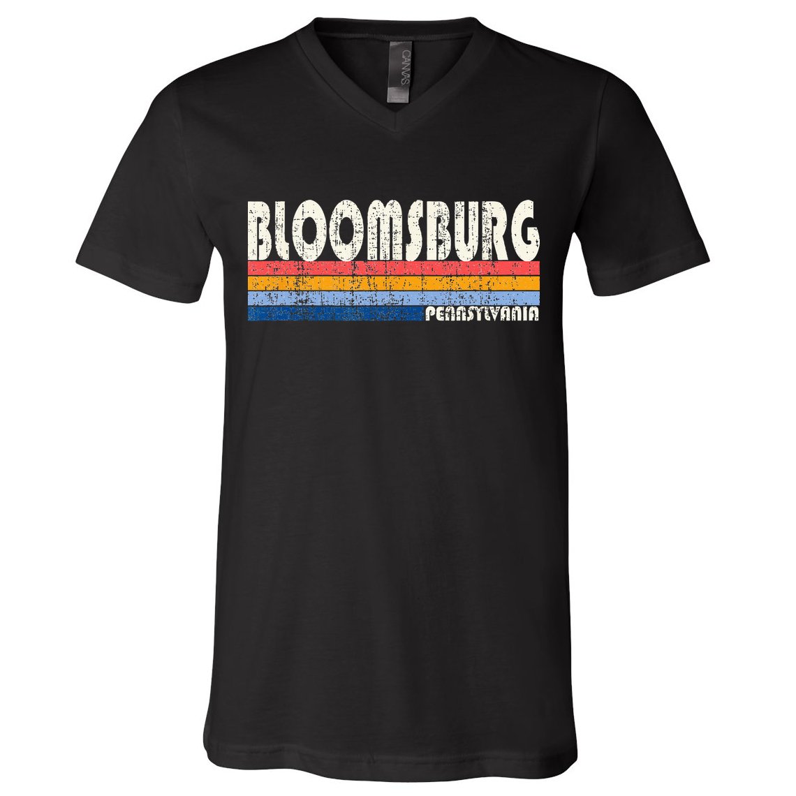Vintage Retro 70s 80s Style Hometown Of Bloomsburg PA V-Neck T-Shirt