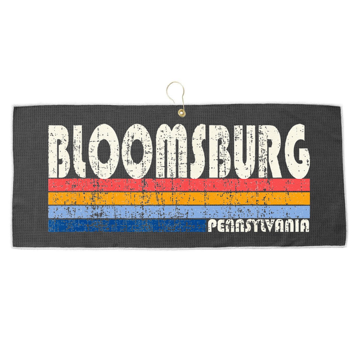 Vintage Retro 70s 80s Style Hometown Of Bloomsburg PA Large Microfiber Waffle Golf Towel