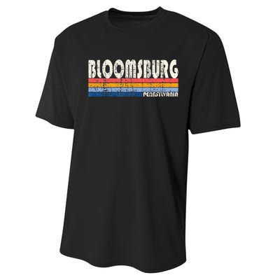 Vintage Retro 70s 80s Style Hometown Of Bloomsburg PA Performance Sprint T-Shirt