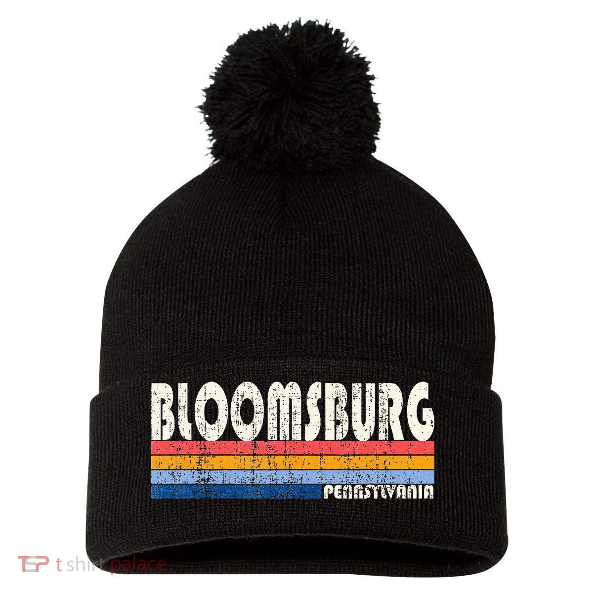 Vintage Retro 70s 80s Style Hometown Of Bloomsburg PA Pom Pom 12in Knit Beanie