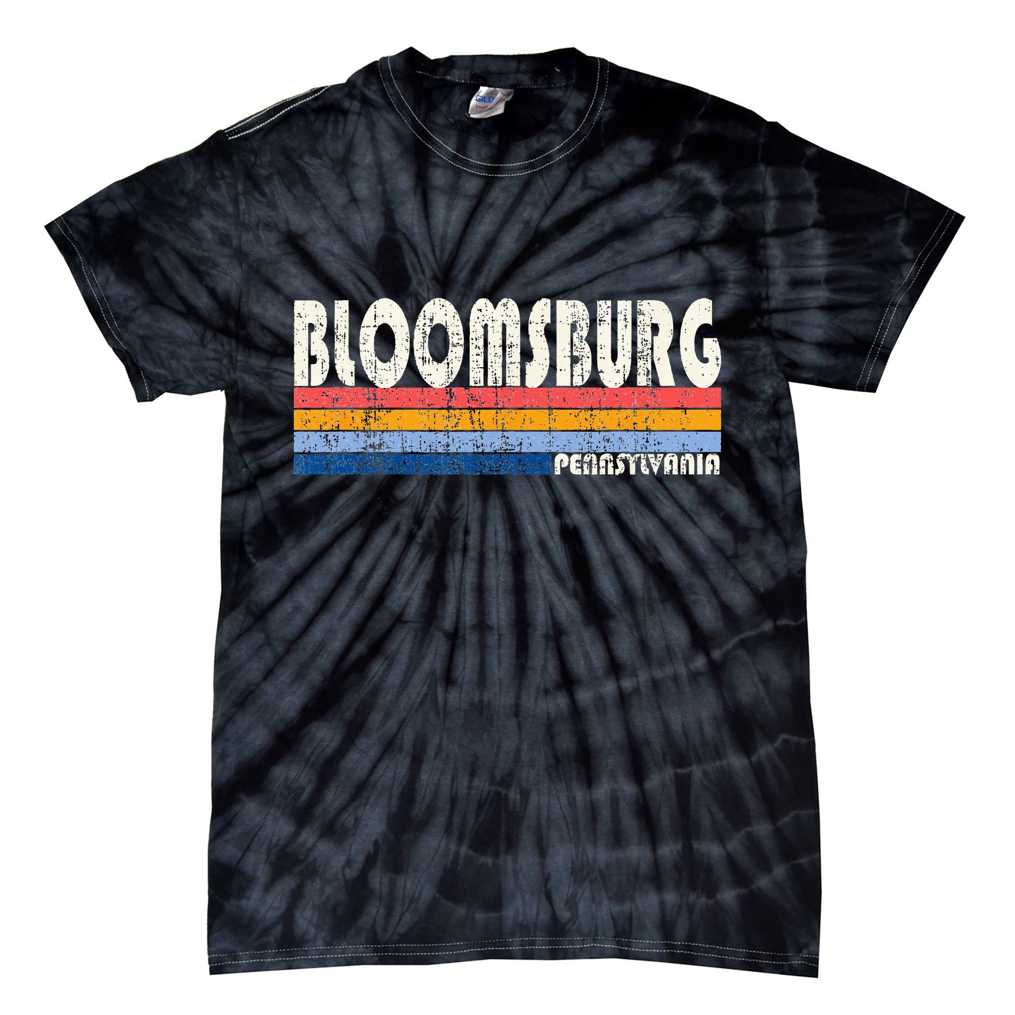 Vintage Retro 70s 80s Style Hometown Of Bloomsburg PA Tie-Dye T-Shirt