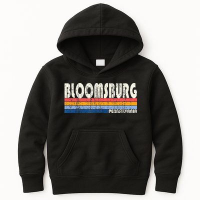 Vintage Retro 70s 80s Style Hometown Of Bloomsburg PA Kids Hoodie