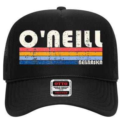 Vintage Retro 70s 80s Style Hometown Of ONeill NE High Crown Mesh Back Trucker Hat