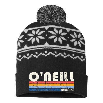 Vintage Retro 70s 80s Style Hometown Of ONeill NE USA-Made Snowflake Beanie