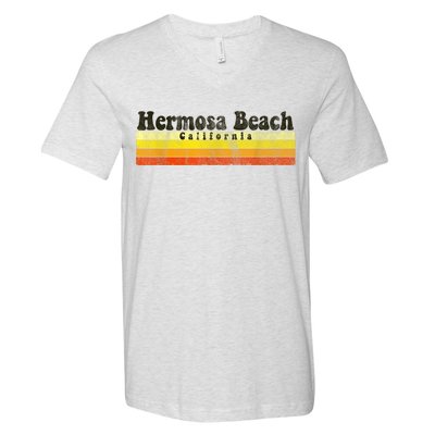 Vintage Retro 70s 80s Hermosa Beach, CA V-Neck T-Shirt
