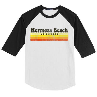 Vintage Retro 70s 80s Hermosa Beach, CA Kids Colorblock Raglan Jersey
