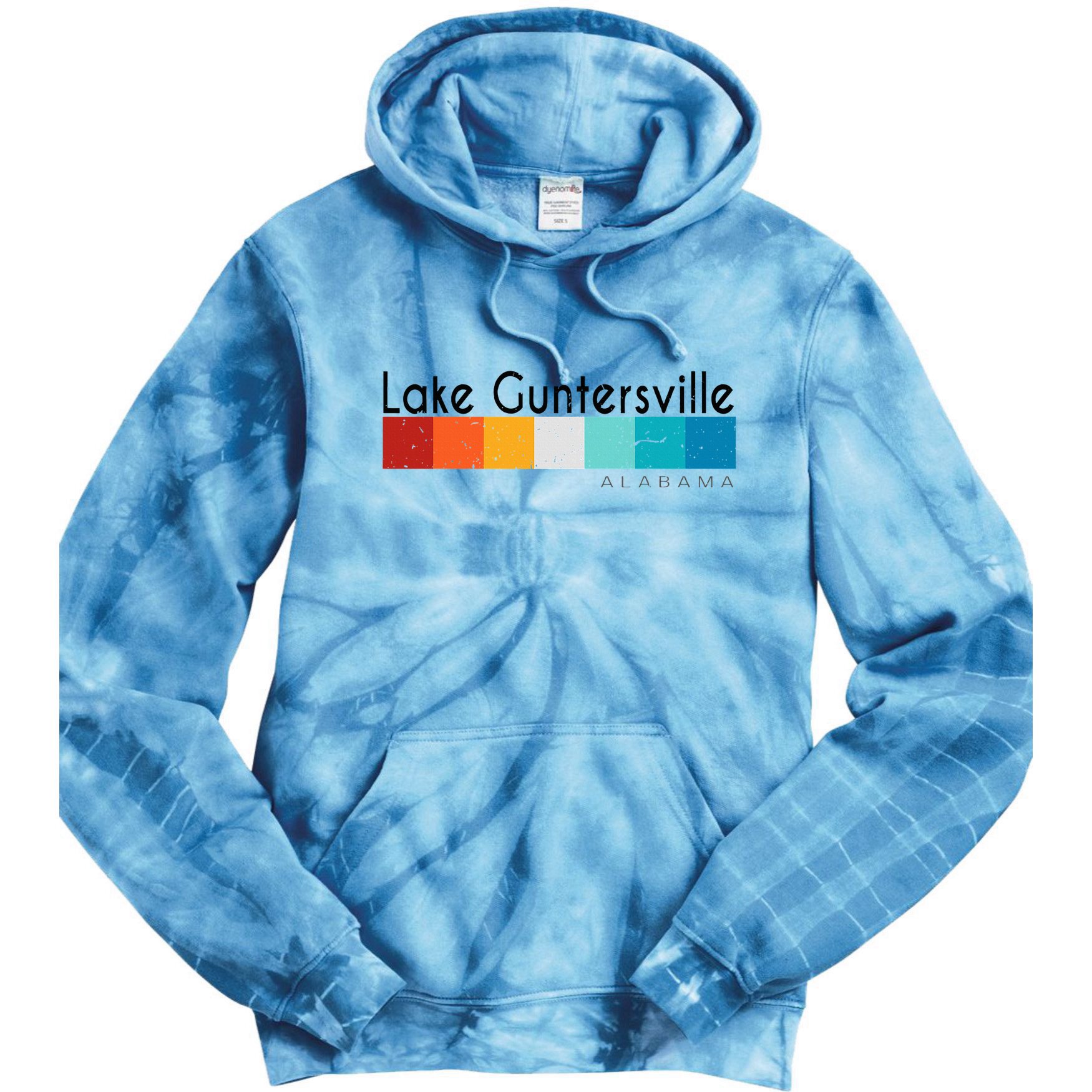 Vintage Retro 70s 80s Lake Guntersville Al Alabama Souvenir Tie Dye Hoodie