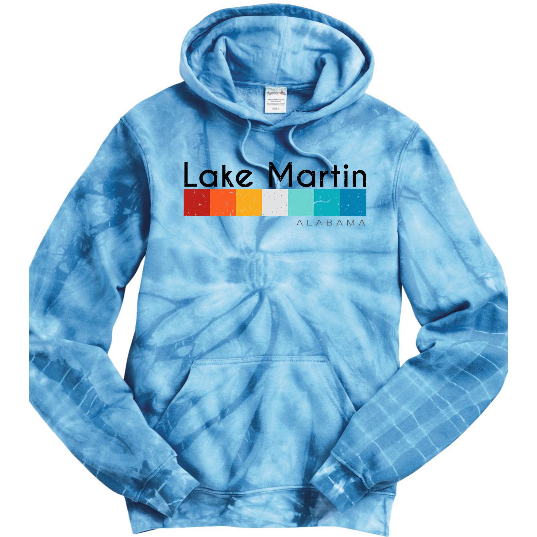 Vintage Retro 70s 80s Style Lake Martin Al Alabama Souvenir Tie Dye Hoodie