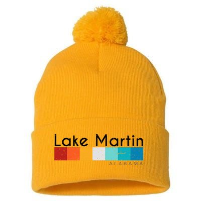 Vintage Retro 70s 80s Style Lake Martin Al Alabama Souvenir Pom Pom 12in Knit Beanie