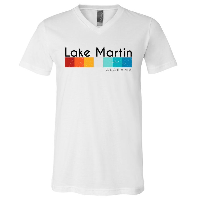 Vintage Retro 70s 80s Style Lake Martin Al Alabama Souvenir V-Neck T-Shirt