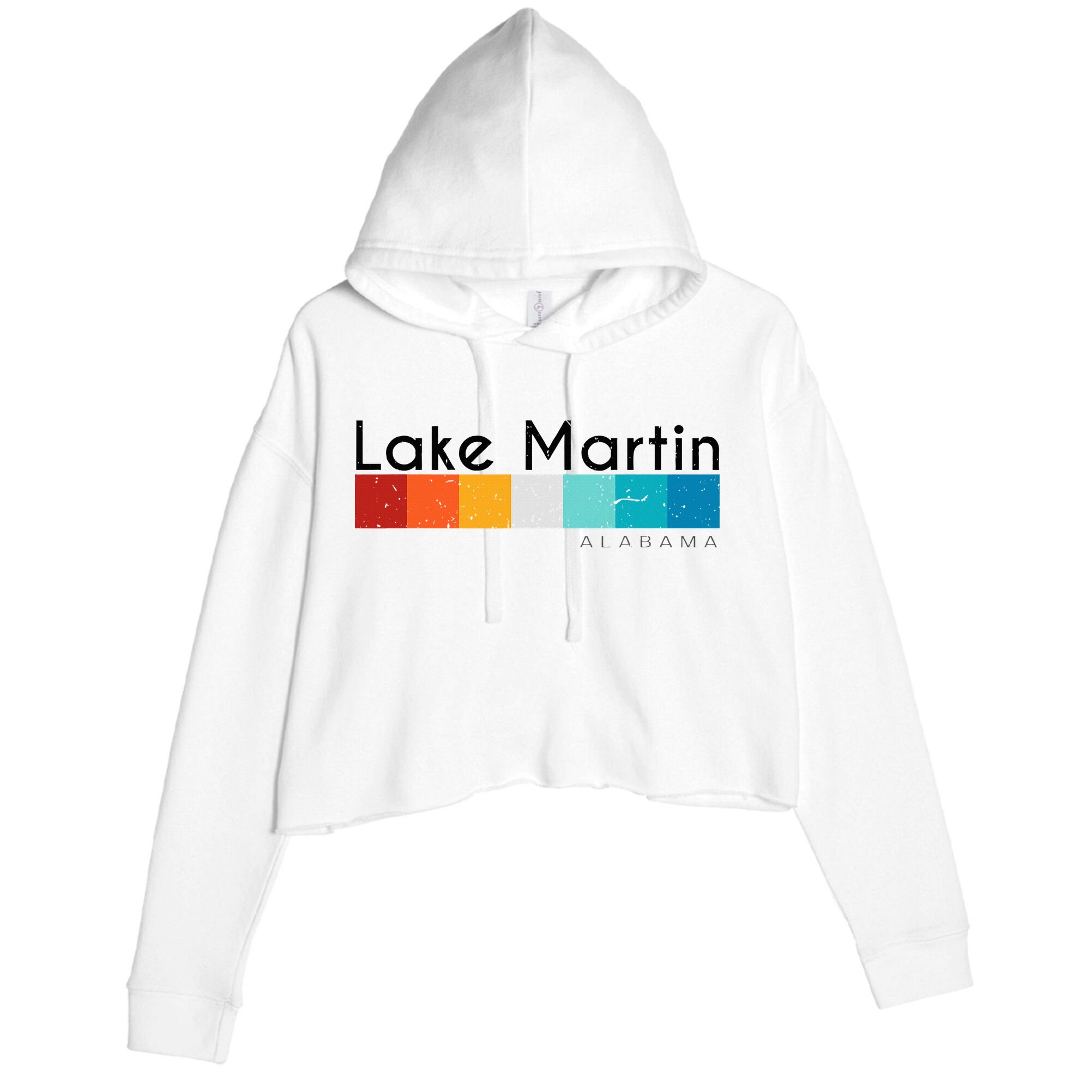 Vintage Retro 70s 80s Style Lake Martin Al Alabama Souvenir Crop Fleece Hoodie