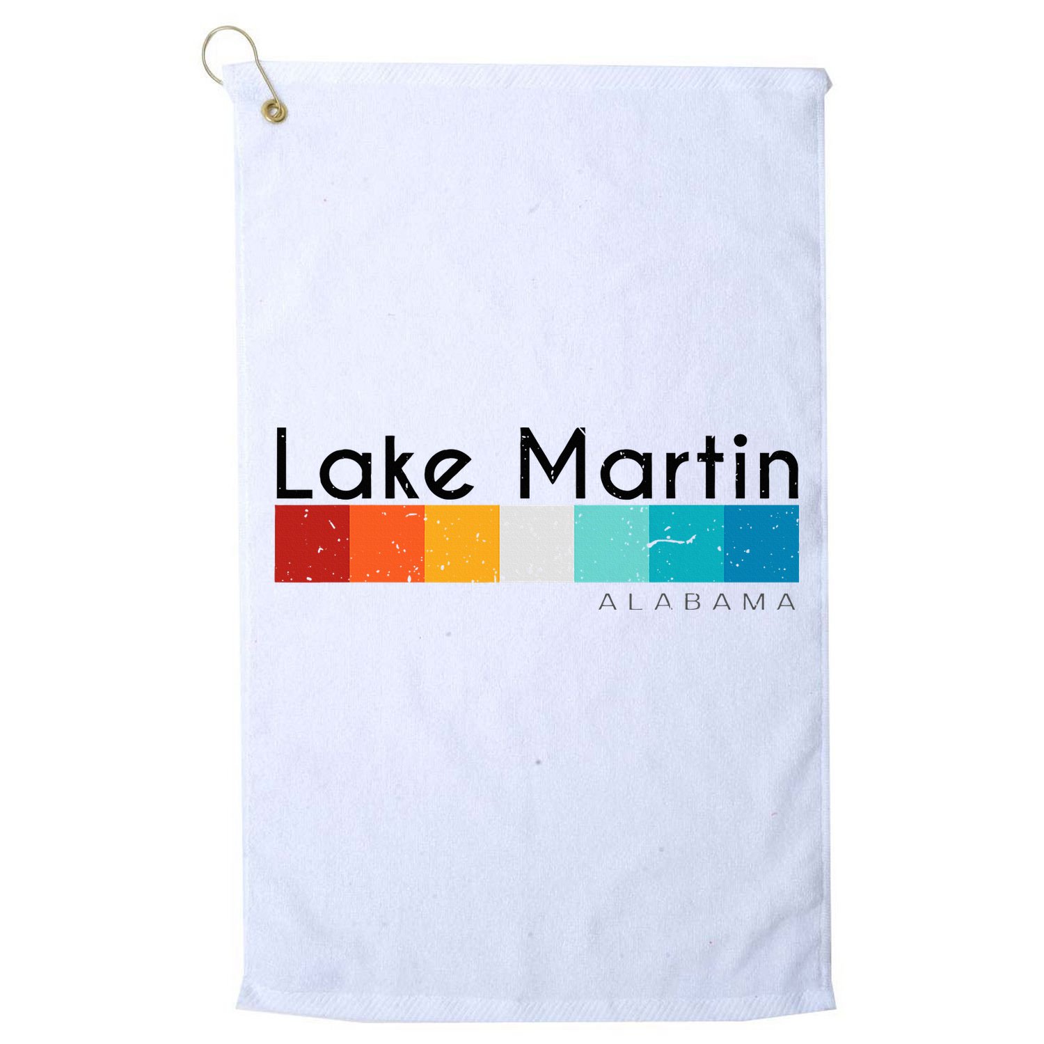 Vintage Retro 70s 80s Style Lake Martin Al Alabama Souvenir Golf Towel