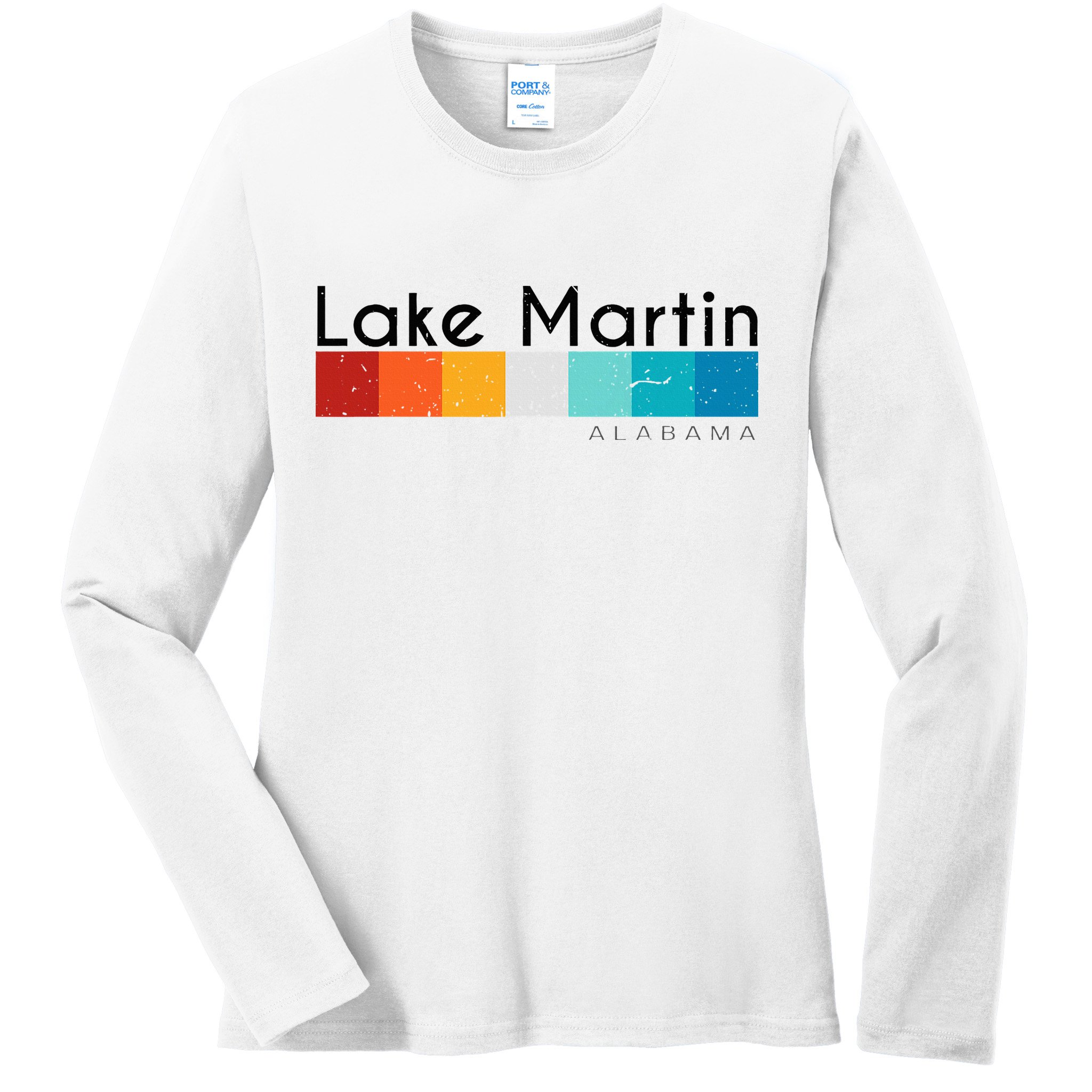 Vintage Retro 70s 80s Style Lake Martin Al Alabama Souvenir Ladies Long Sleeve Shirt
