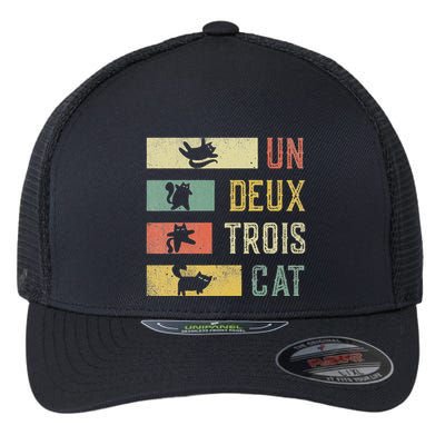 Vintage Retro 70s 80s 90s Un Deux Trois Cat Funny Cat Lover Flexfit Unipanel Trucker Cap
