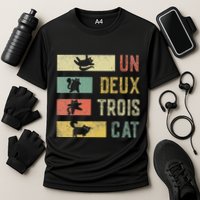 Vintage Retro 70s 80s 90s Un Deux Trois Cat Funny Cat Lover Performance Shirt