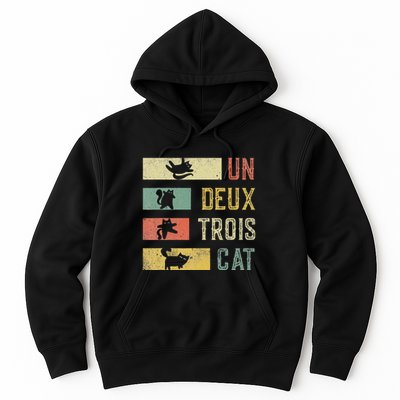 Vintage Retro 70s 80s 90s Un Deux Trois Cat Funny Cat Lover Hoodie