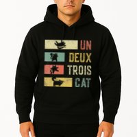 Vintage Retro 70s 80s 90s Un Deux Trois Cat Funny Cat Lover Hoodie
