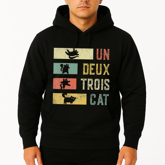Vintage Retro 70s 80s 90s Un Deux Trois Cat Funny Cat Lover Hoodie