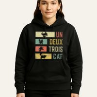 Vintage Retro 70s 80s 90s Un Deux Trois Cat Funny Cat Lover Hoodie