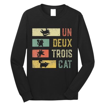 Vintage Retro 70s 80s 90s Un Deux Trois Cat Funny Cat Lover Long Sleeve Shirt